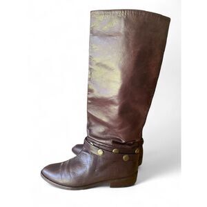 Vintage Joan & David Italian Leather Knee-High Boots - Brown, Size US 6 / EU 36